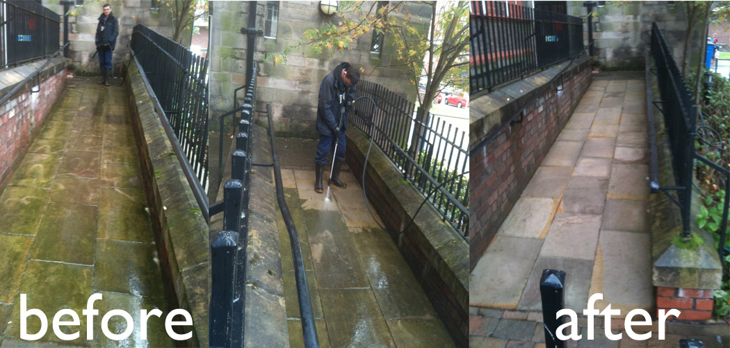 Pressure washing flags